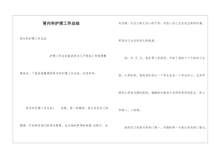 肾内科护理工作总结