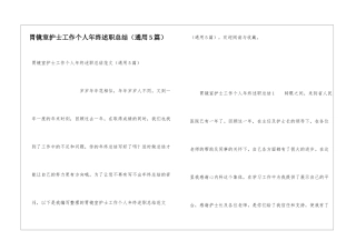 胃镜室护士工作个人年终述职总结