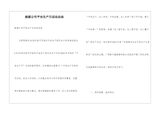能源公司平安生产月活动总结