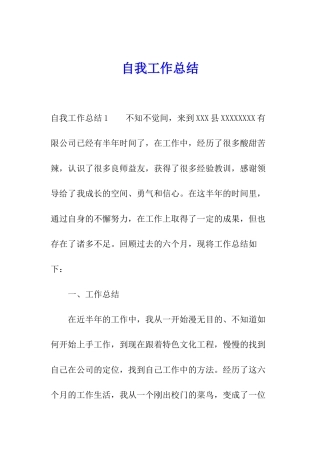 自我工作总结