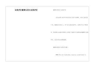 自我评价董事长英文自我评价