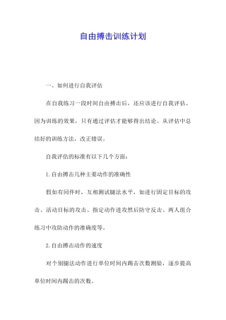 自由搏击训练计划