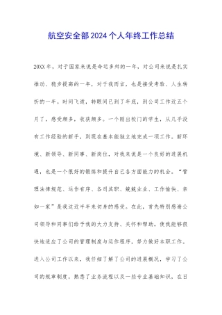 航空安全部2024个人年终工作总结-