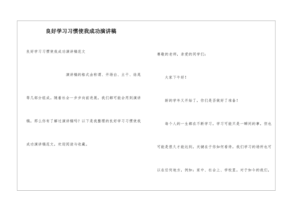 良好学习习惯使我成功演讲稿_第1页