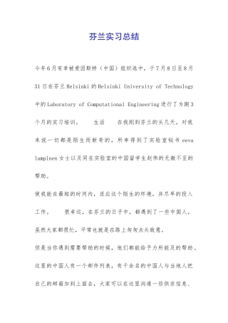 芬兰实习总结-