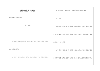 苏宁销售实习报告