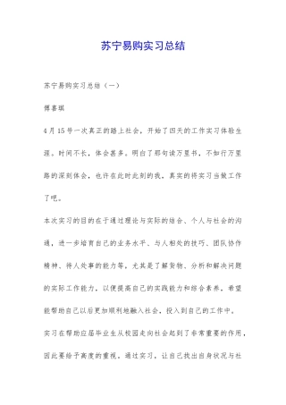 苏宁易购实习总结-
