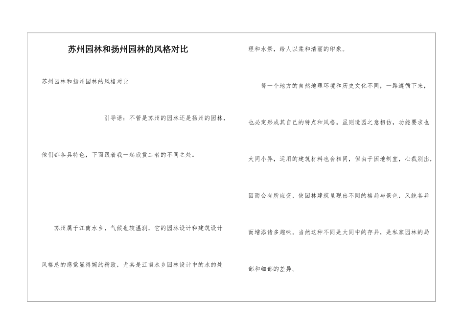 苏州园林和扬州园林的风格对比_第1页