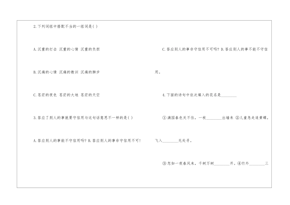 苏教版小升初语文试卷-_第2页