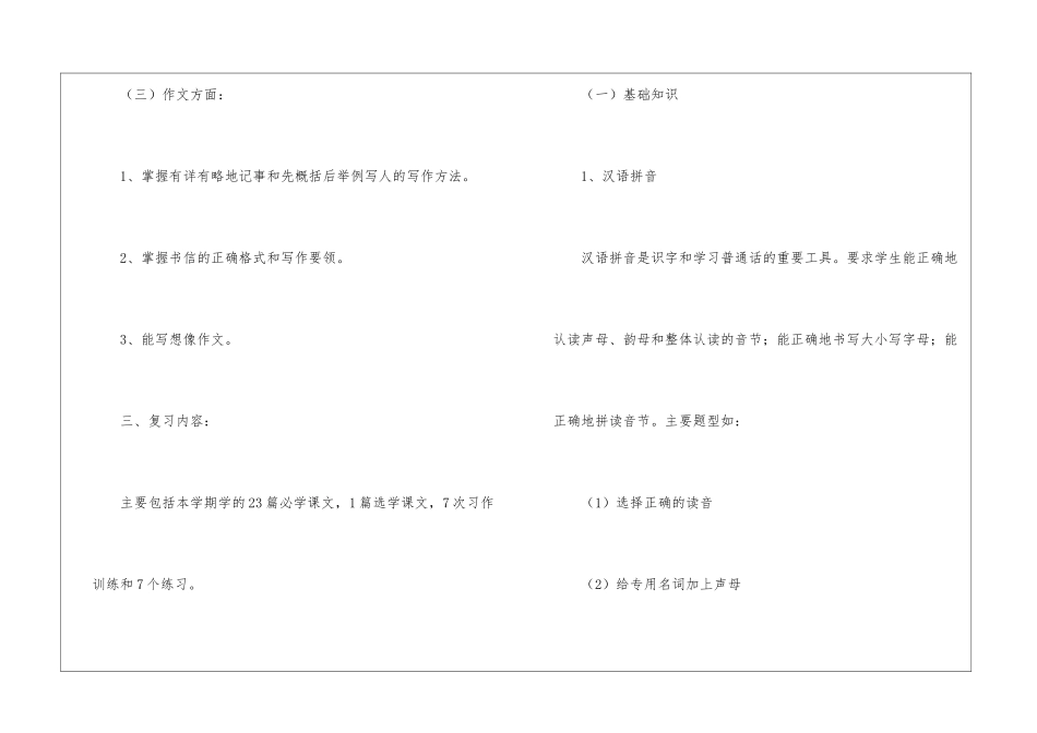 苏教版小学六年级下册语文复习计划_第3页