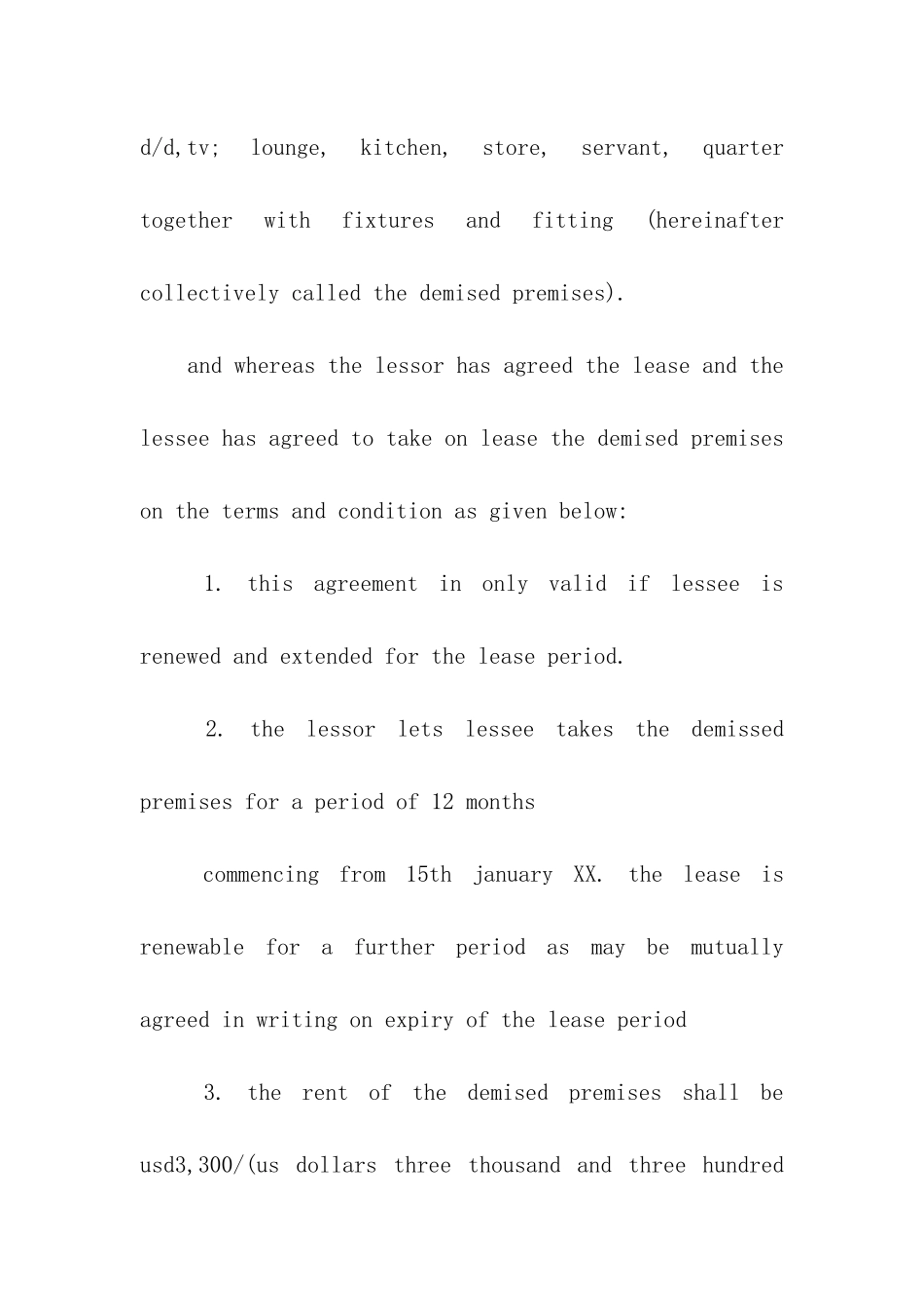 英文版租房合同样本_第2页