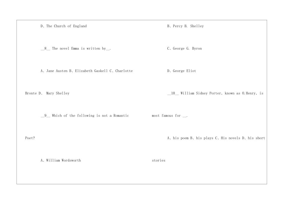 英语专八人文知识习题与答案_第3页