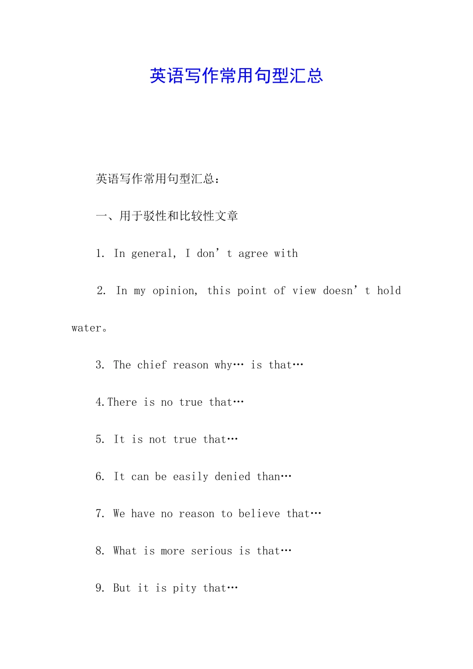 英语写作常用句型汇总_第1页