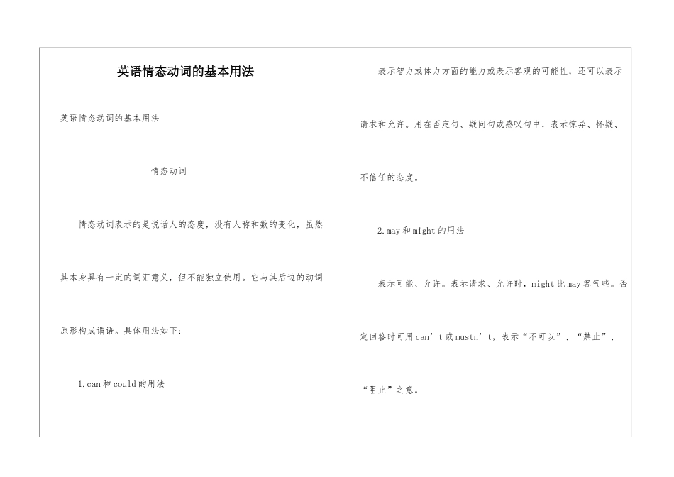 英语情态动词的基本用法_第1页