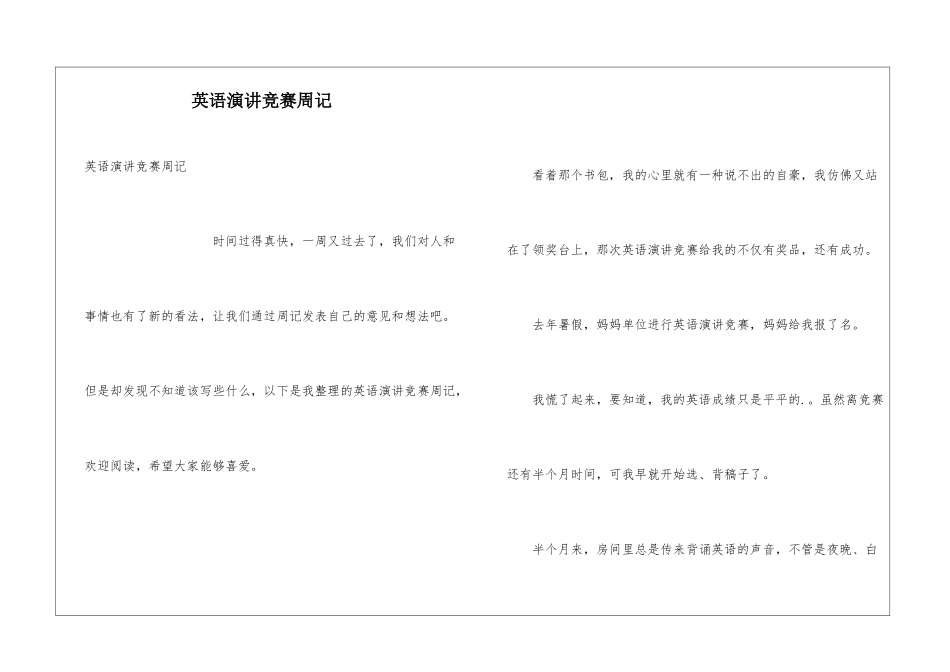英语演讲比赛周记_第1页