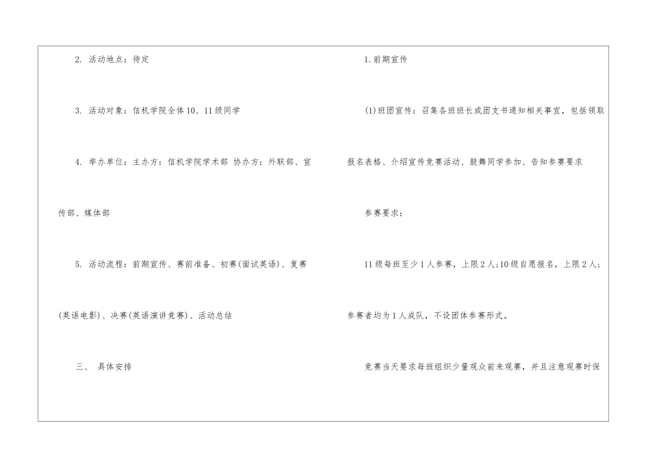 英语演讲比赛的策划书_第2页
