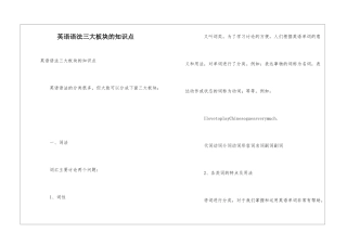 英语语法三大板块的知识点