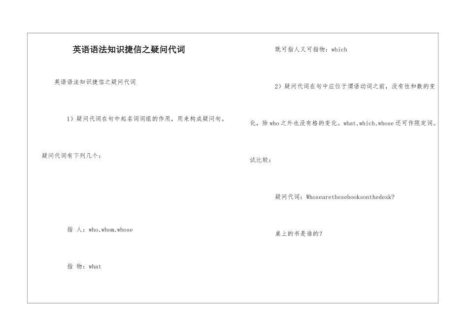 英语语法知识捷信之疑问代词_第1页