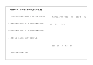 荆州职业技术学院排名怎么样