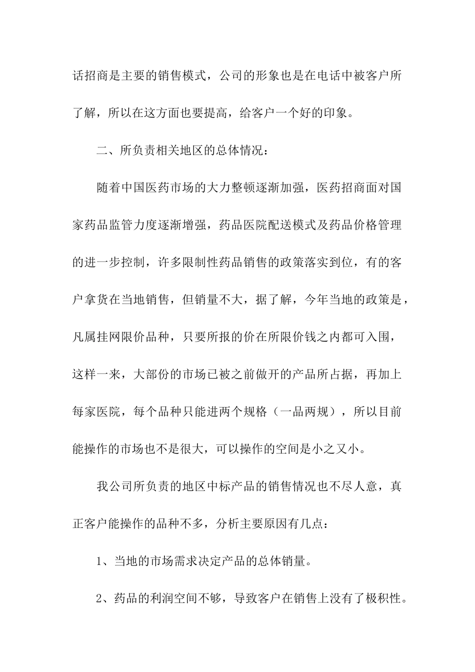 药品销售个人工作总结_第2页