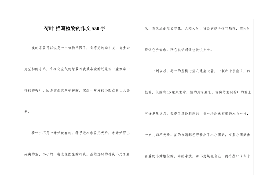荷叶-描写植物的作文550字_第1页
