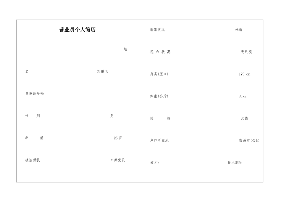 营业员个人简历_第1页