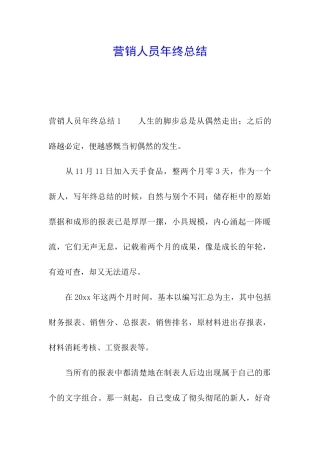 营销人员年终总结