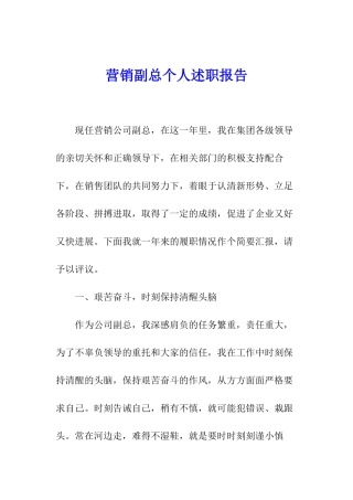营销副总个人述职报告