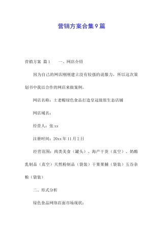 营销方案合集9篇