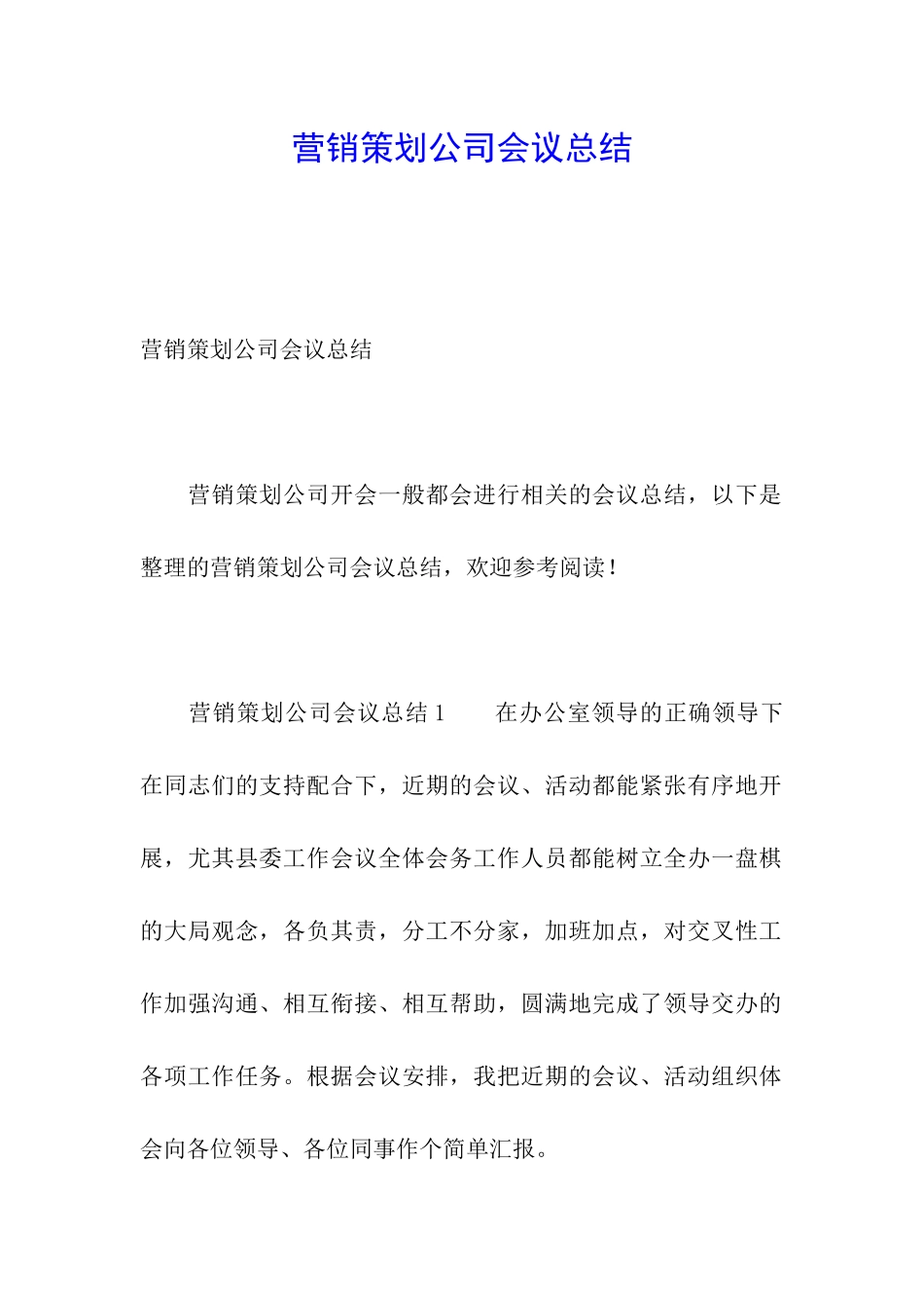 营销策划公司会议总结_第1页