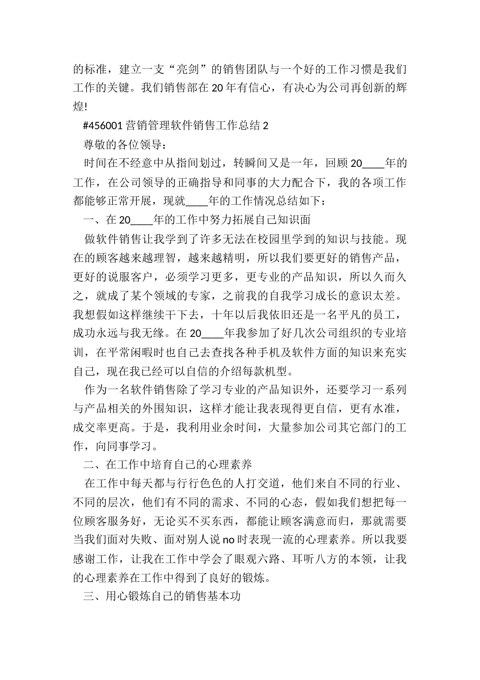 营销管理软件销售工作总结范本5篇_第3页