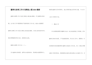 董事长助理工作计划精选2篇2024最新