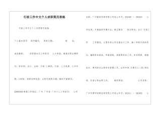 行政工作中文个人求职简历表格