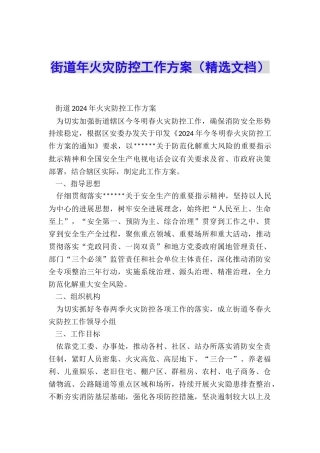 街道年火灾防控工作方案