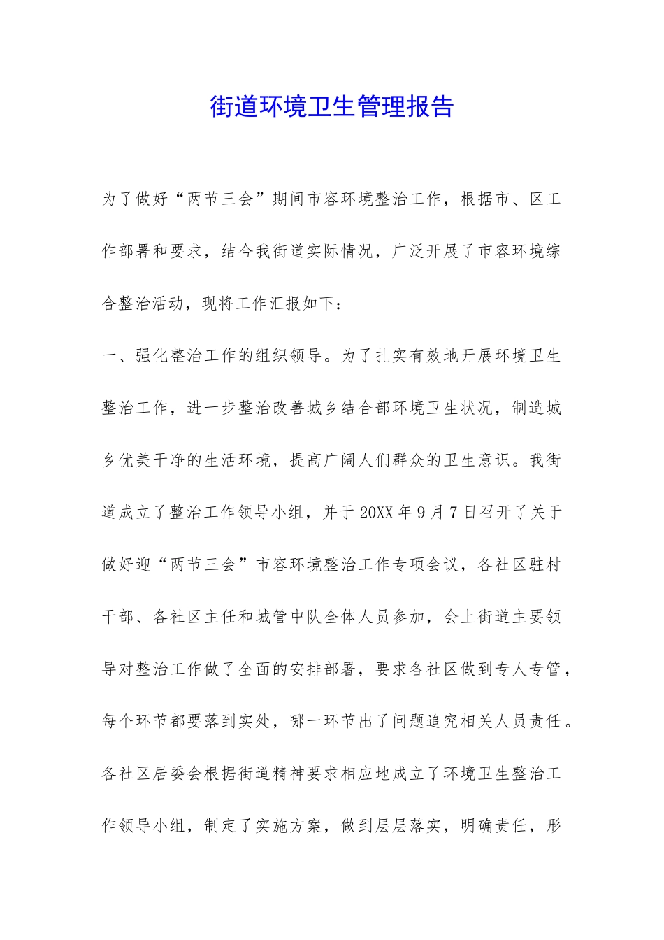 街道环境卫生管理报告-_第1页