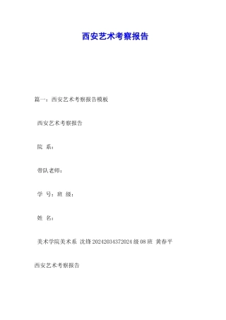 西安艺术考察报告