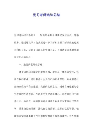 见习教师培训总结