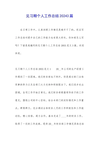 见习期个人工作总结20243篇
