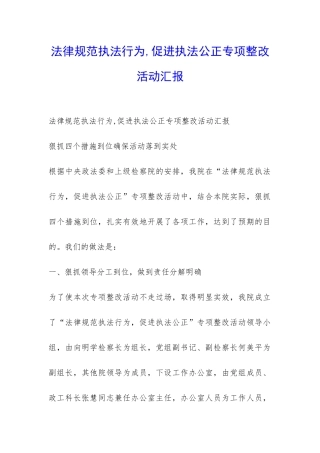 规范执法行为-促进执法公正专项整改活动汇报-