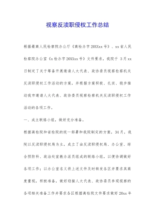 视察反渎职侵权工作总结-
