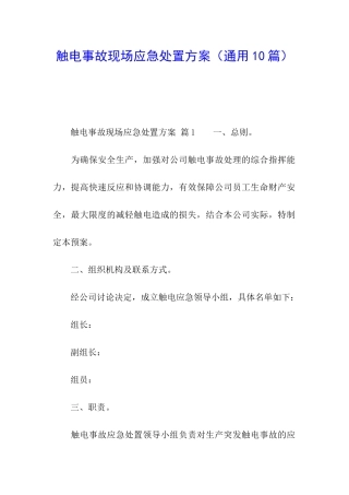 触电事故现场应急处置方案