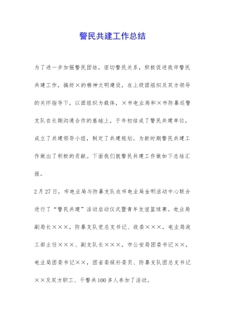 警民共建工作总结-