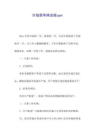 计划员年终总结ppt