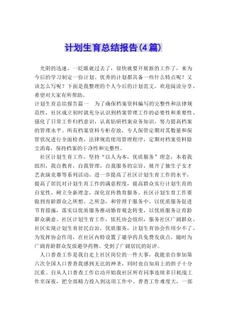 计划生育总结报告