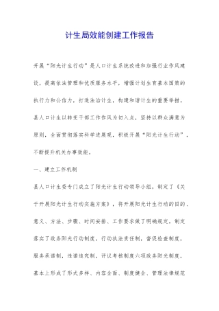 计生局效能创建工作报告-