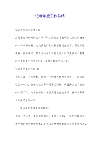 记者年度工作总结-