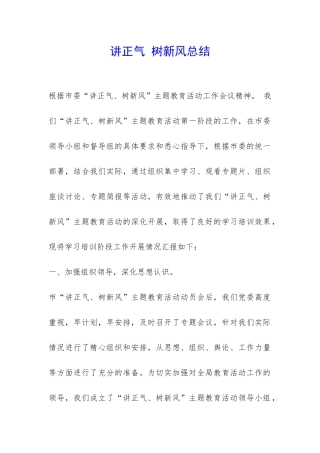 讲正气-树新风总结-