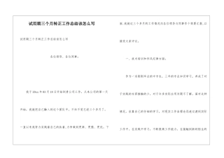 试用期三个月转正工作总结该怎么写