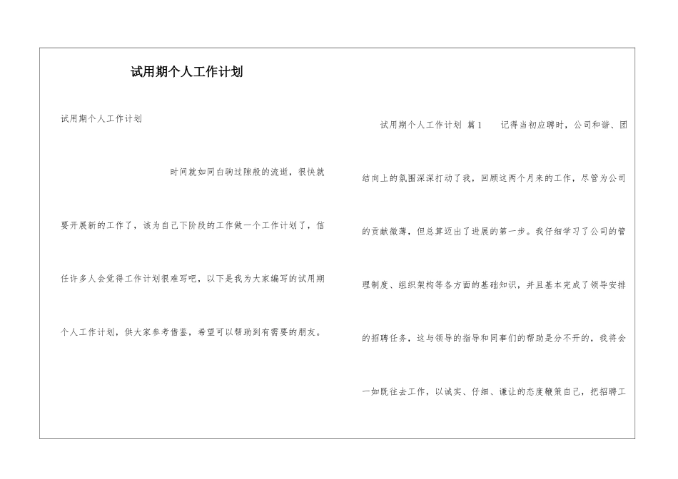 试用期个人工作计划_第1页