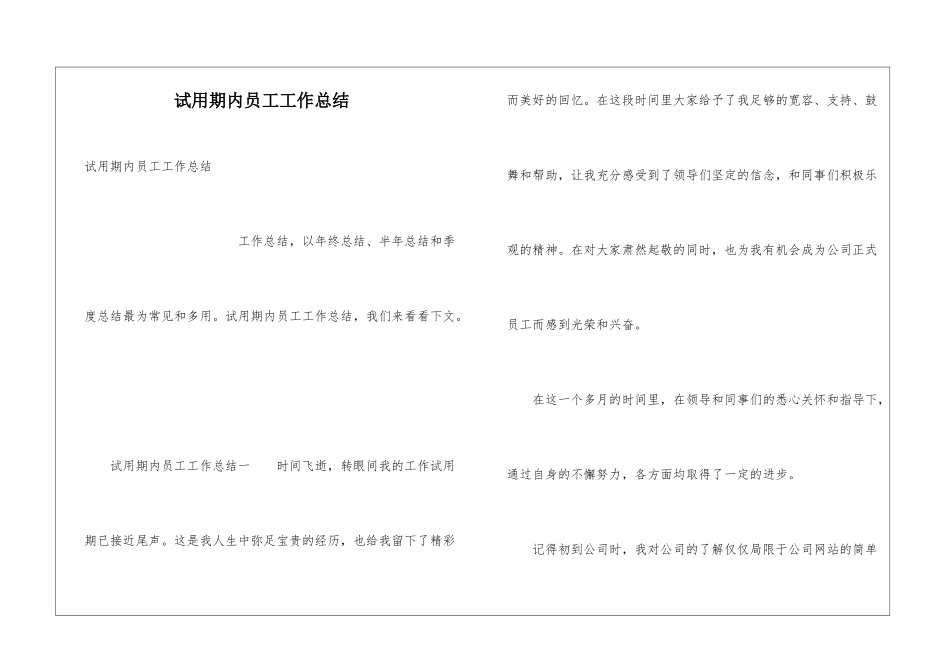 试用期内员工工作总结_第1页
